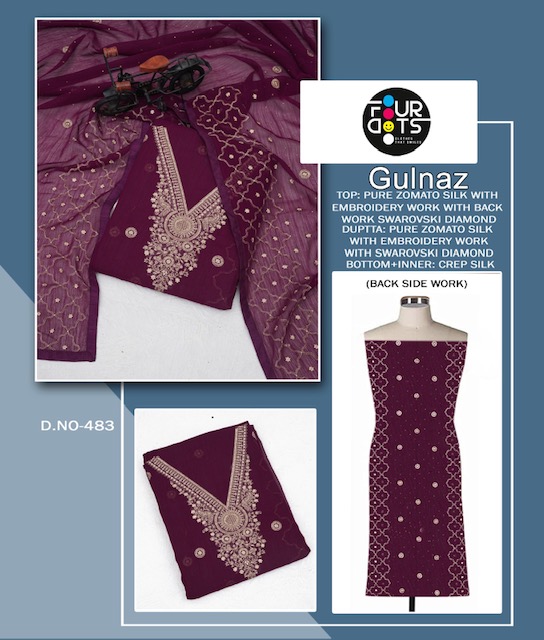 FOUR DOTS GULNAZ SILK EMBROIDERY SUITS