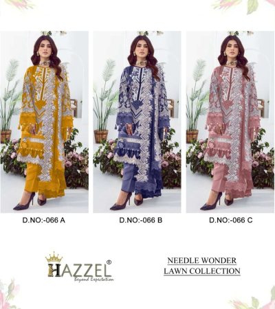 HAZZEL NEEDLE WONDER LAWN COLLECTION 066 PAKISTANI SUITS