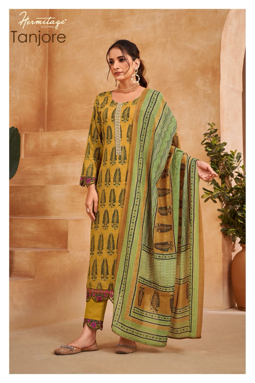 HERMITAGE TANJORE COTTON EMBROIDERED SUITS