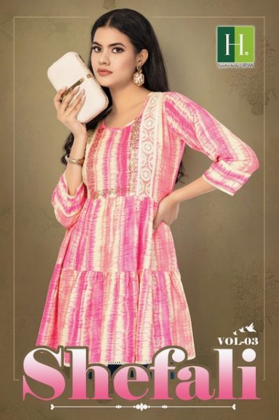 HIRWA SHEFALI VOL 3 RAYON READYMADE KURTI DISTRIBUTOR IN SURAT