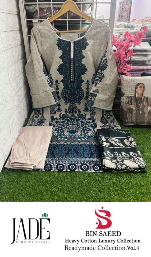 JADE BIN SAEED VOL 4 PURE LAWN COTTON READYMADE SUITS