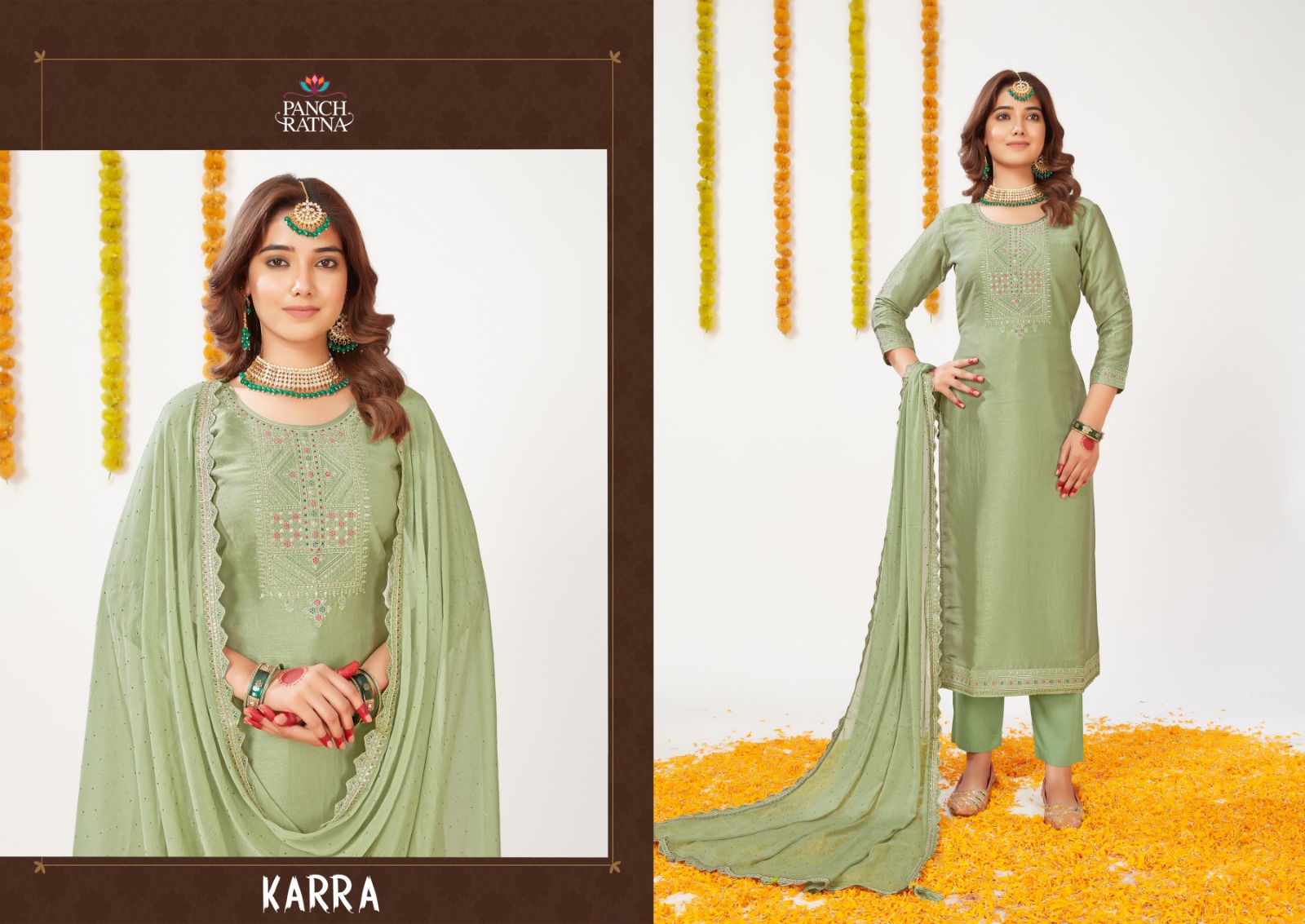 PANCH RATNA KARRA DESIGNER SILK SALWAR SUITS