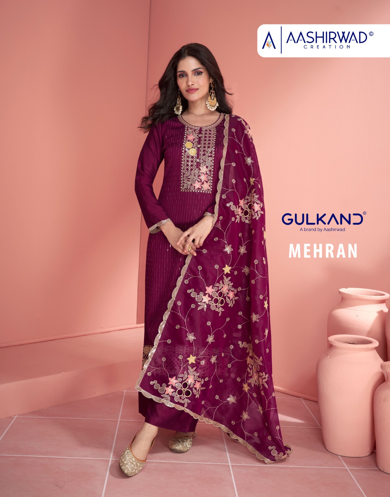 AASHIRWAD CREATION MEHRAN SILK SALWAR KAMEEZ WHOLESALER IN SURAT