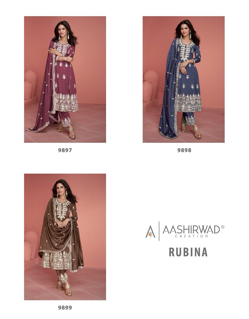 AASHIRWAD CREATION RUBINA DESIGNER SUIT WHOLESALER IN SURAT