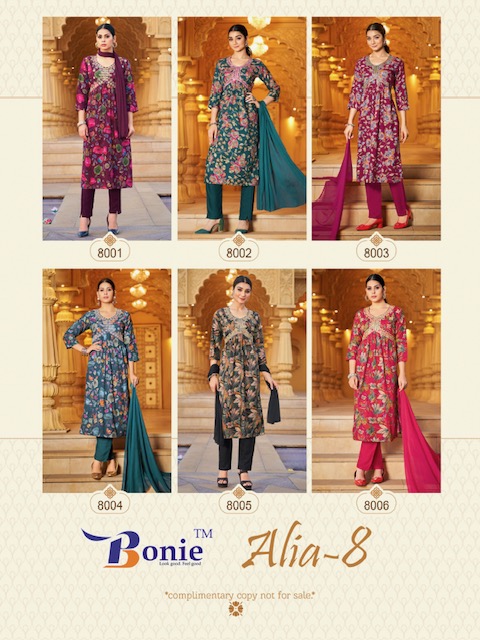 BONIE ALIA 8 READYMADE KURTI CATALOGUE DISTRIBUTOR IN SURAT