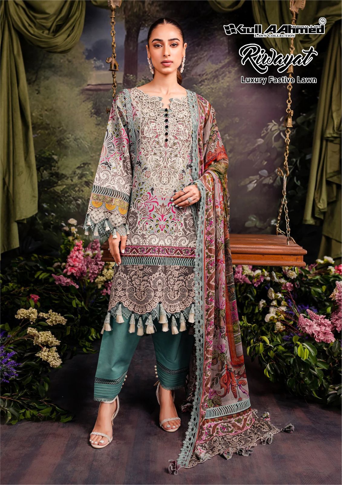 GULL AAHMED RIWAYAT VOL 5 LAWN KARACHI SUITS SUPPLIER