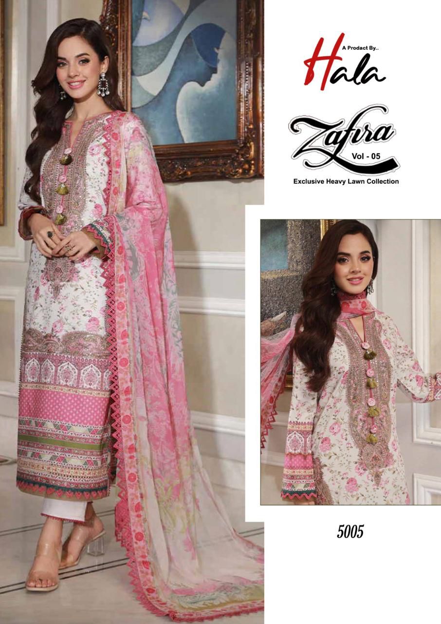 HALA ZAFIRA VOL 5 HEAVY LAWN SALWAR SUIT DISTRIBUTOR IN SURAT