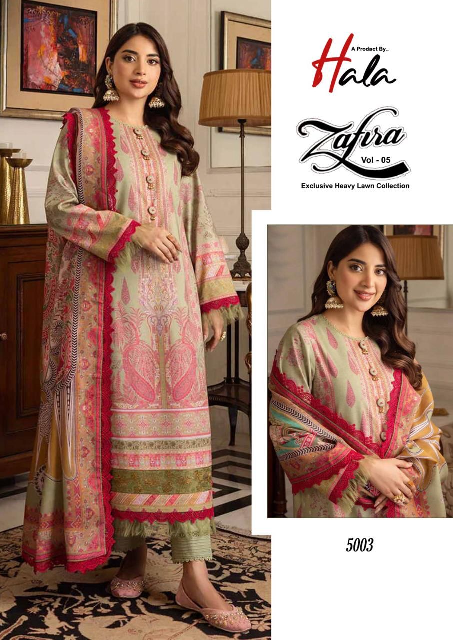 HALA ZAFIRA VOL 5 HEAVY LAWN SALWAR SUIT DISTRIBUTOR IN SURAT