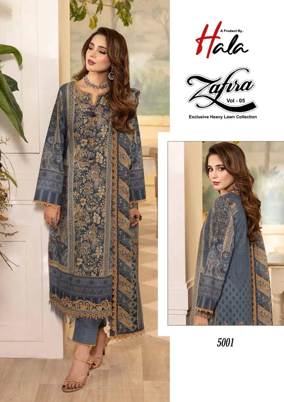 HALA ZAFIRA VOL 5 HEAVY LAWN SALWAR SUIT DISTRIBUTOR IN SURAT