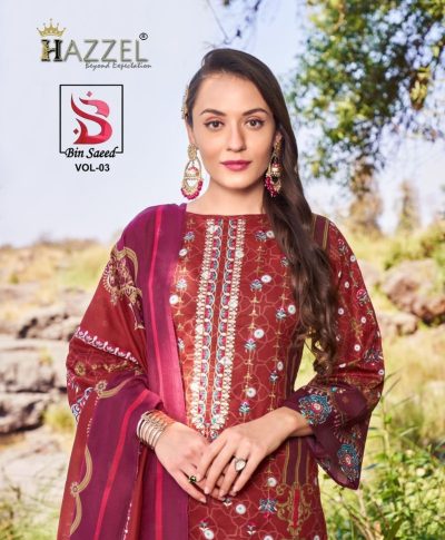 HAZZEL BIN SAEED VOL 3 COTTON SALWAR KAMEEZ DISTRIBUTOR IN SURAT