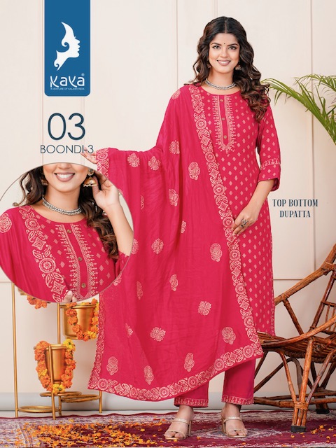 KAYA BOONDI 3 READYMADE KURTI CATALOGUE DISTRIBUTOR IN SURAT