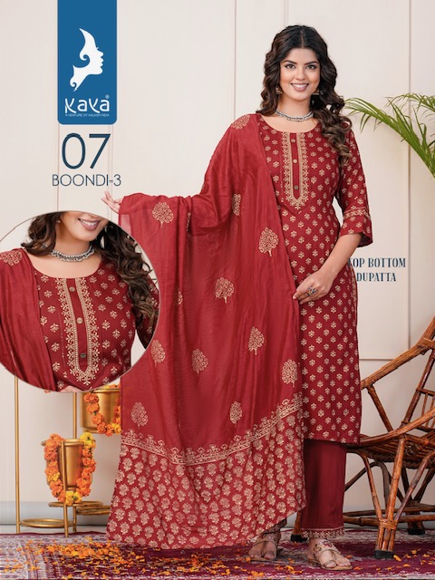 KAYA BOONDI 3 READYMADE KURTI CATALOGUE DISTRIBUTOR IN SURAT