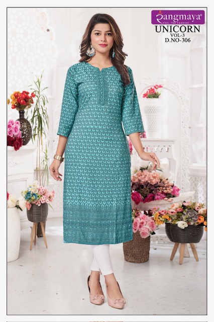 RANGMAYA UNICORN VOL 3 CHIKANKARI KURTI