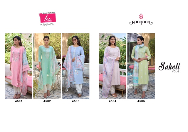 RANGOON SAHELI VOL 2 KURTI PANT WITH DUPATTA WHOLESALER IN SURAT