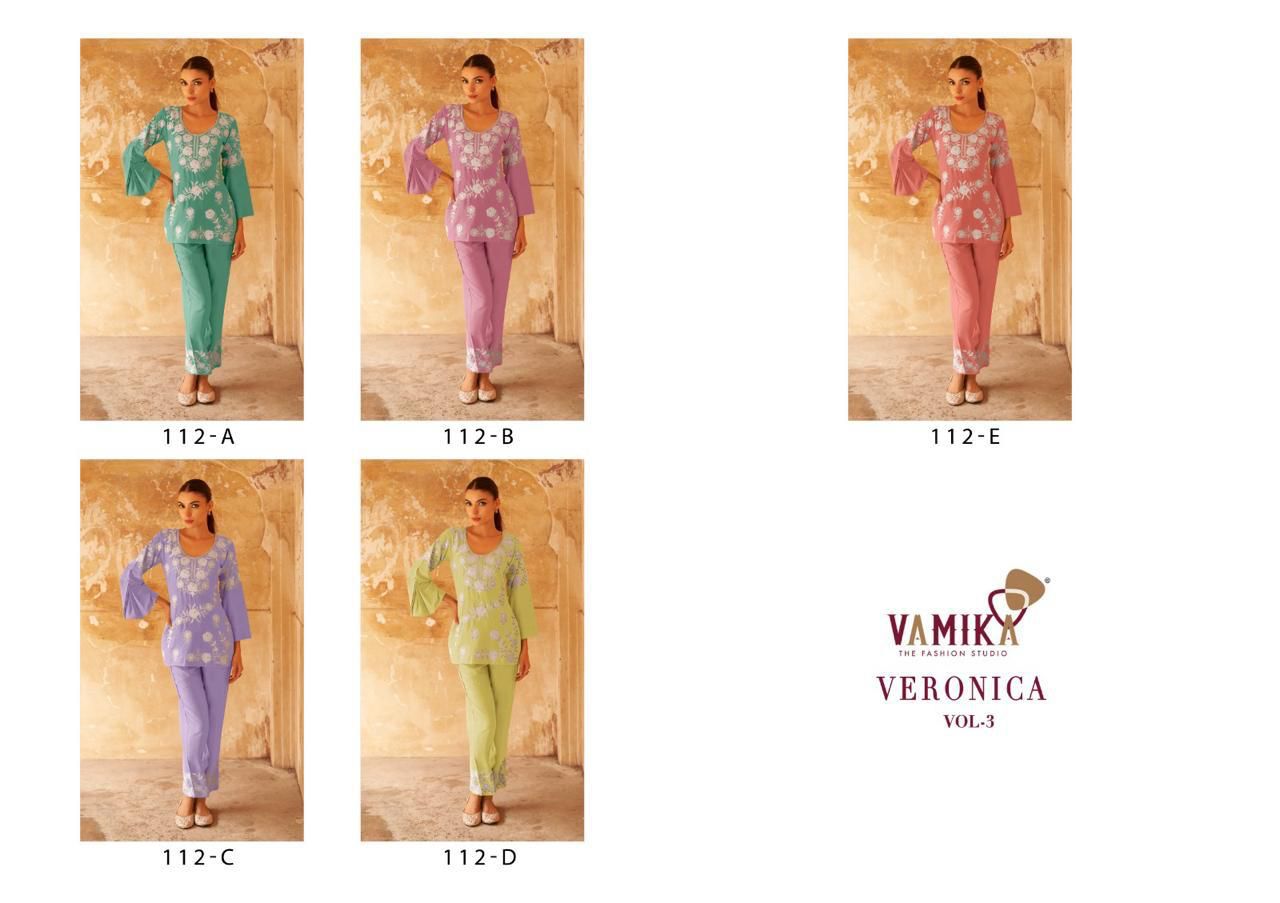 VAMIKA VERONICA VOL 3 RAYON CO ORD SET DISTRIBUTOR IN SURAT