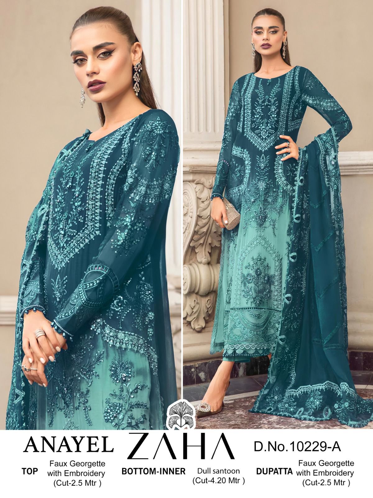 ZAHA ANAYEL GEORGETTE PAKISTANI SALWAR SUITS WHOLESALER IN SURAT