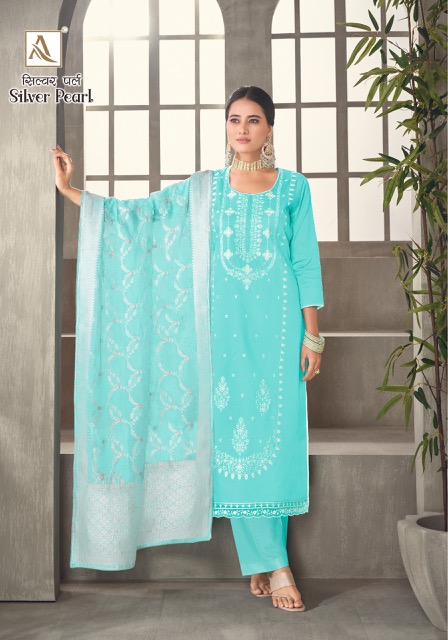 ALOK SUIT SILVER PEARL DESIGNER SALWAR SUIT DISTRIBUTOR IN SURAT