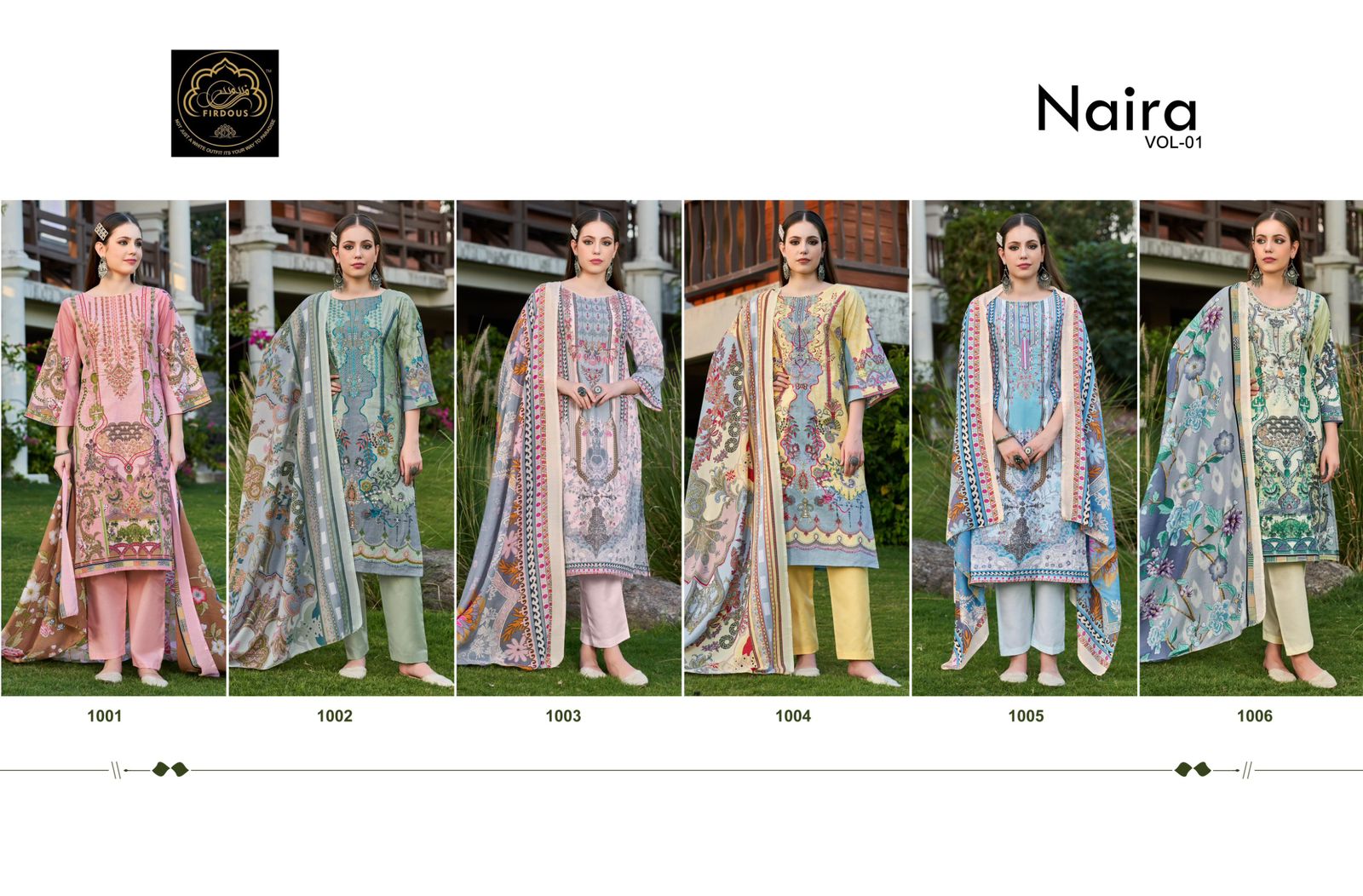 FIRDOUS NAIRA VOL 1 COTTON DIGITAL SALWAR SUIT WHOLESALER IN SURAT