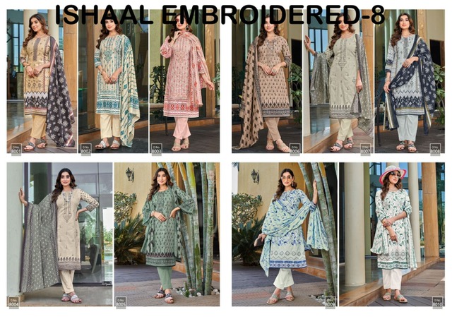 ISHAAL PRINTS EMBROIDERED VOL 8 PURE LAWN SUITS