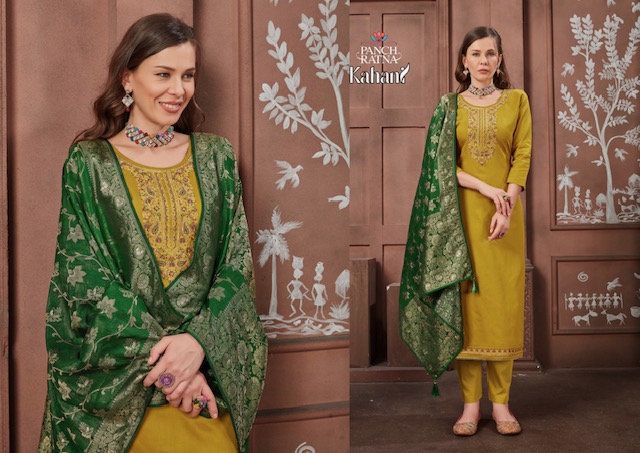 PANCH RATNA KAHANI SILK EMBROIDERY SALWAR KAMEEZ