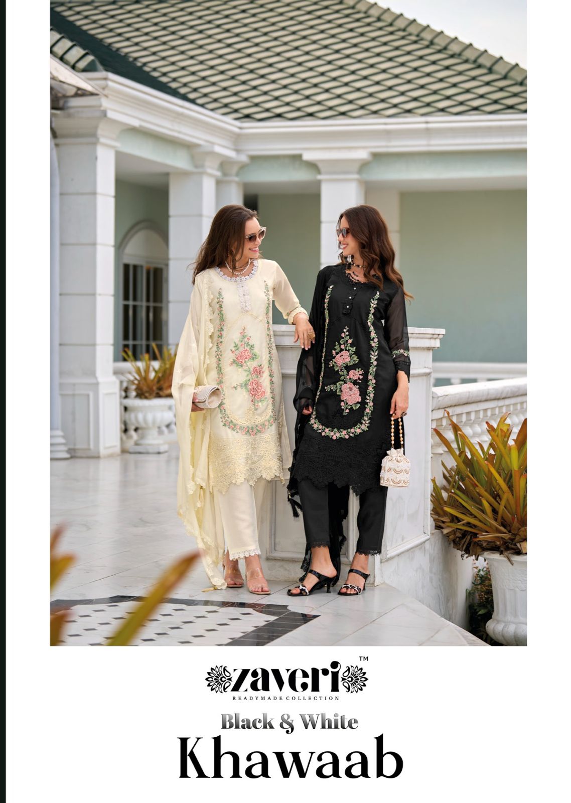 ZAVERI BLACK & WHITE KHAWAAB READYMADE KURTI WHOLESALER IN SURAT