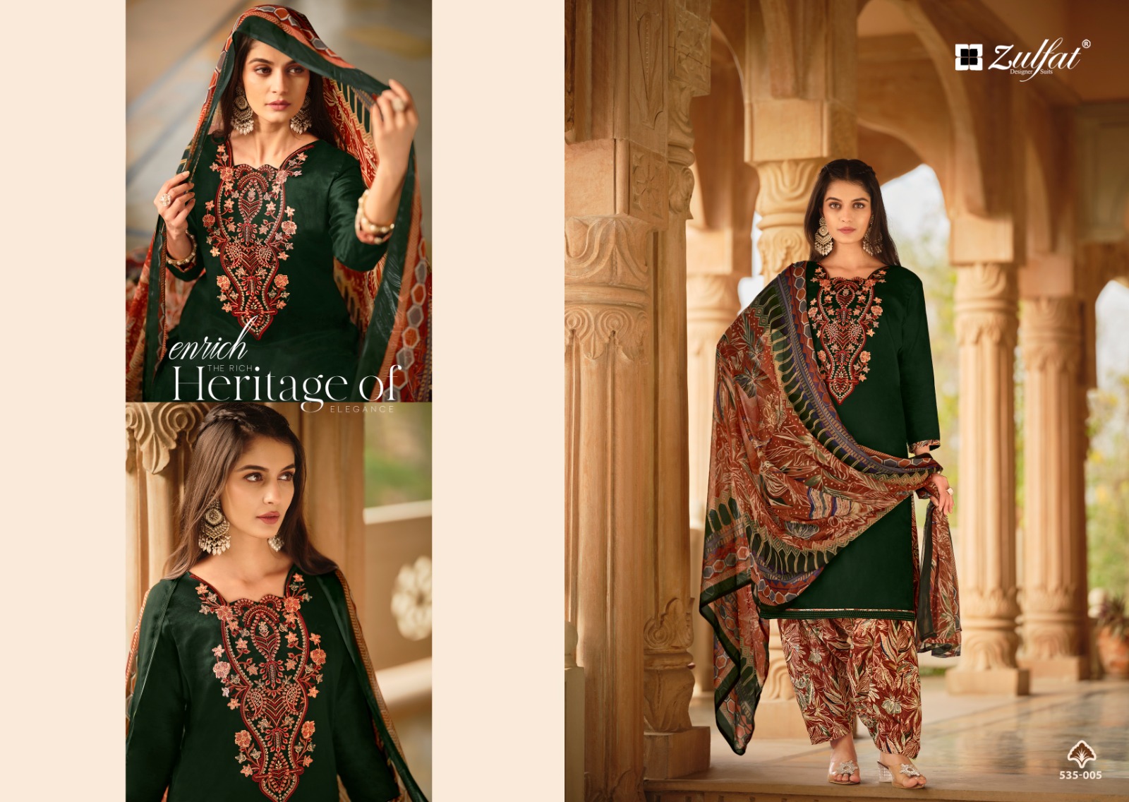 ZULFAT ASHNOOR COTTON EMBROIDERY SALWAR SUIT WHOLESALER IN SURAT