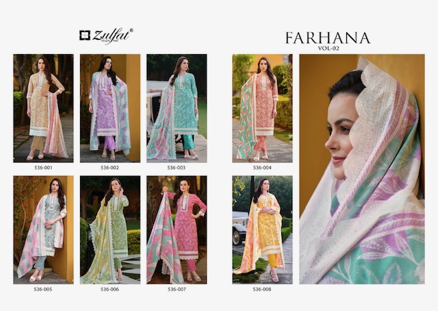 ZULFAT FARHANA VOL 2 PURE COTTON SUITS