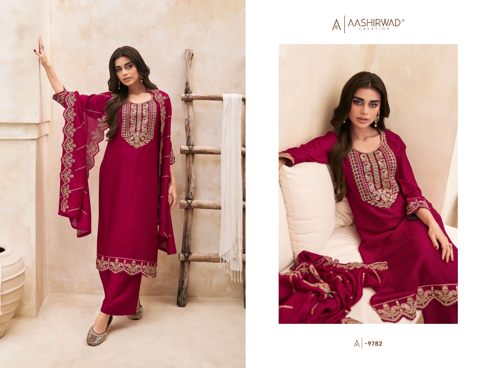 AASHIRWAD CREATION SWARAJ SILK SALWAR KAMEEZ WHOLESALER IN SURAT