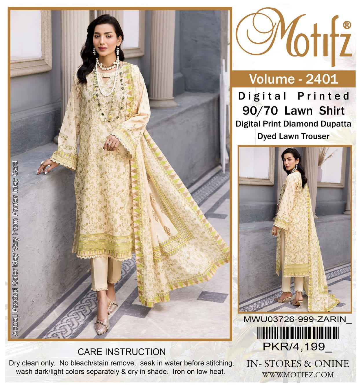 MOTIFZ VOLUME 2401 LAWN DIGITAL PRINTED SUITS