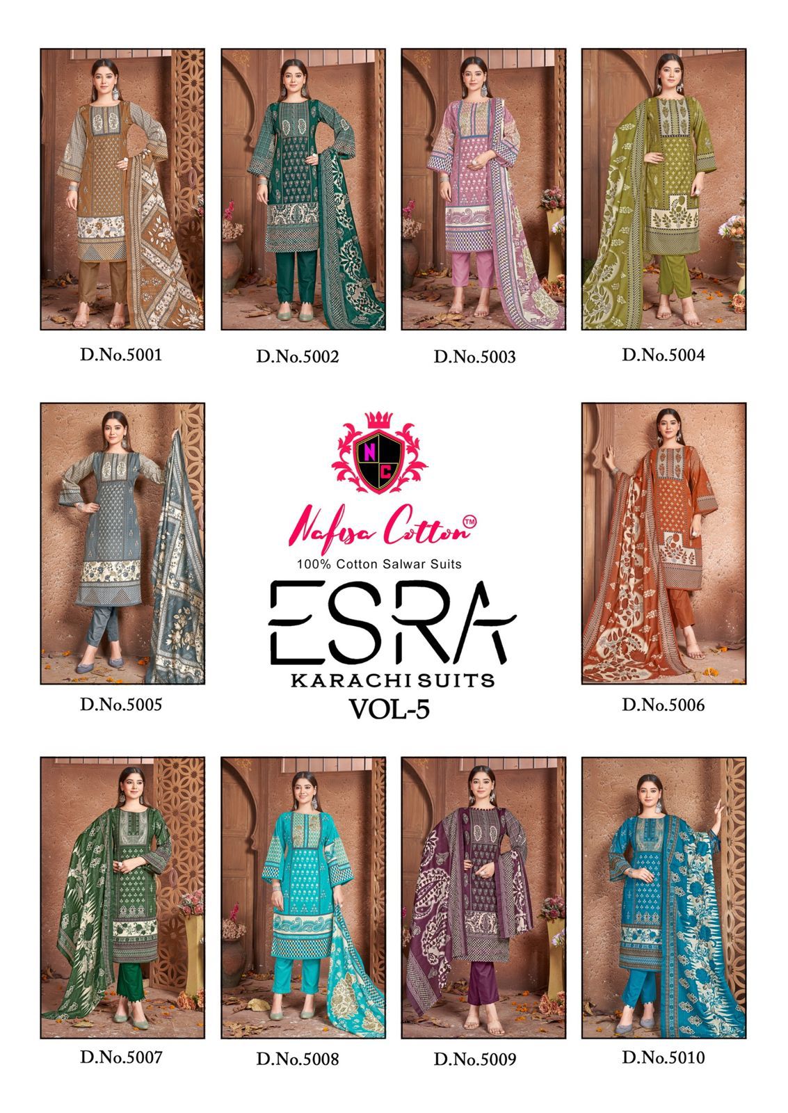 NAFISA COTTON ESRA VOL 5 KARACHI SALWAR SUIT WHOLESALER IN SURAT