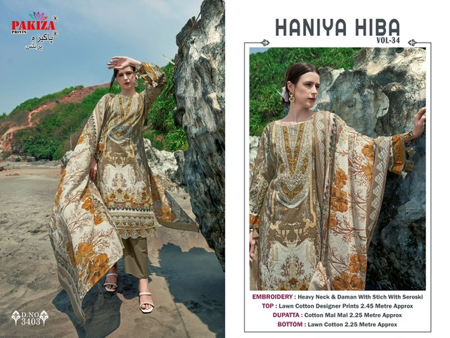 PAKIZA PRINTS HANIYA HIBA VOL 34 EMBROIDERY SALWAR KAMEEZ WHOLESALER IN SURAT