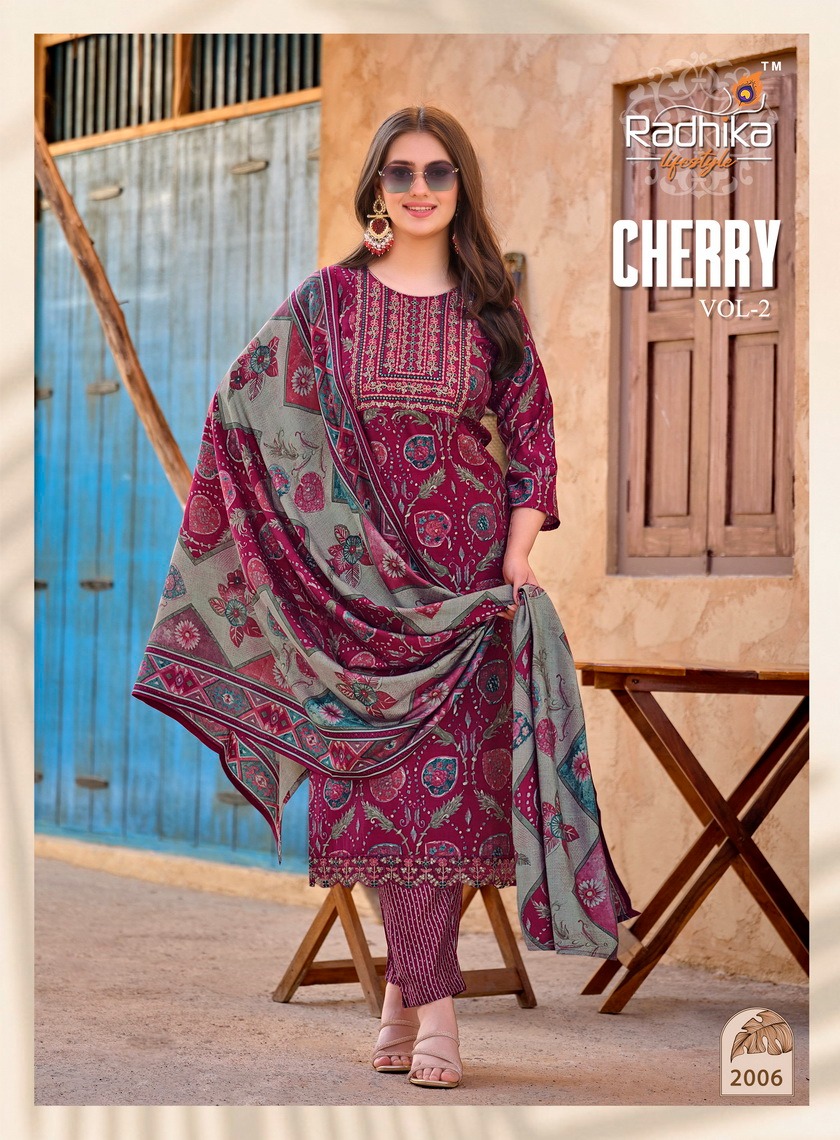 RADHIKA LIFE STYLE CHERRY VOL 2 READYMADE EMBROIDERY KURTI WHOLESALER IN SURAT