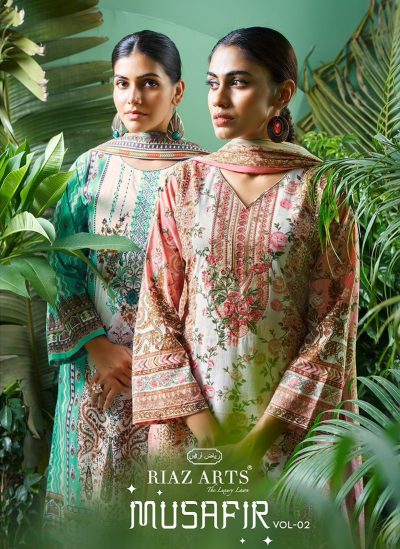 RIAZ ARTS MUSAFIR VOL 2 KARACHI LAWN SALWAR KAMEEZ WHOLESALER IN SURAT