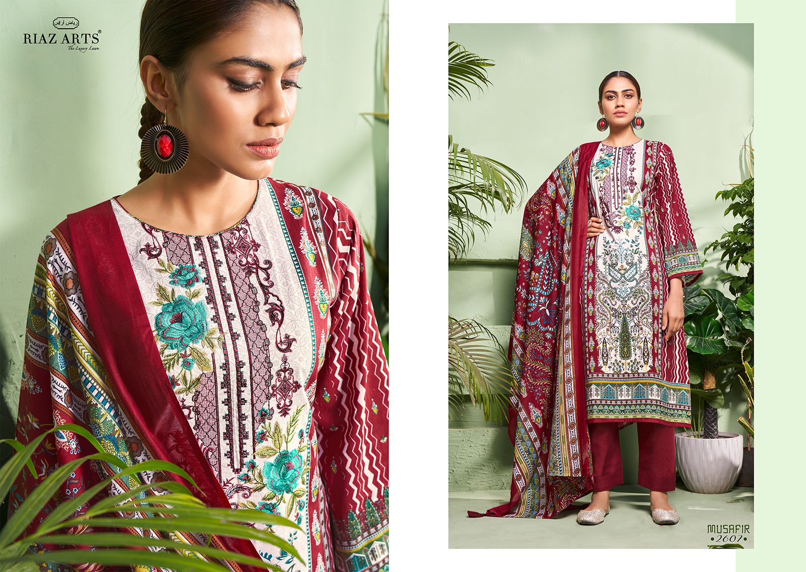 RIAZ ARTS MUSAFIR VOL 2 KARACHI LAWN SALWAR KAMEEZ WHOLESALER IN SURAT