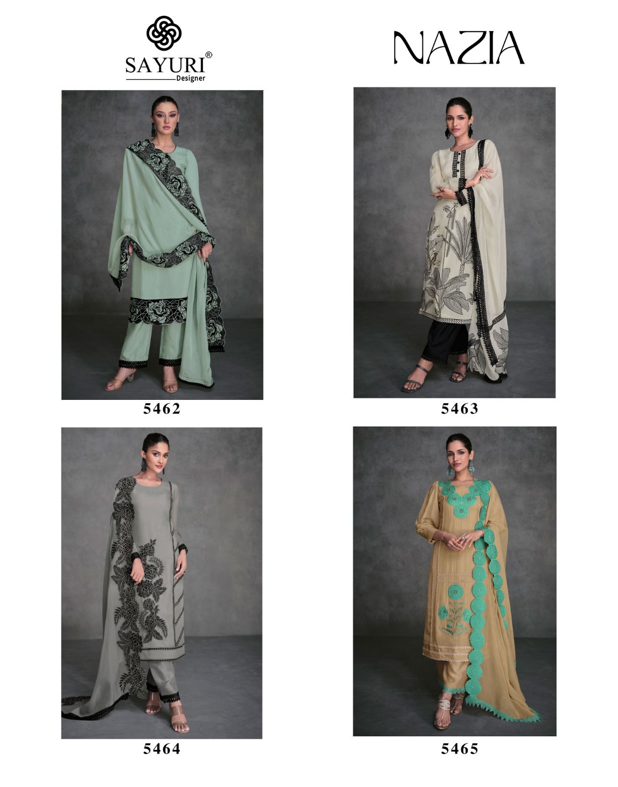 SAYURI DESIGNER NAZIA ORGANZA SILK SUITS WHOLESALER IN SURAT