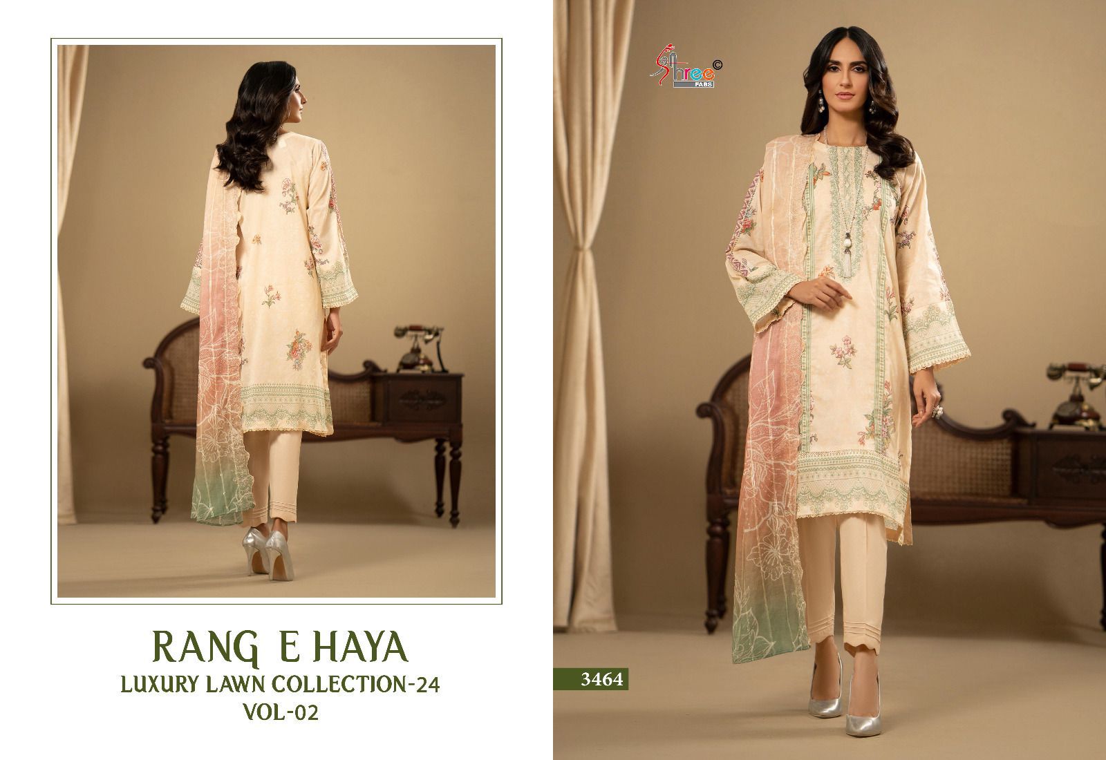 SHREE FABS RANG E HAYA LAWN COLLECTION 24 VOL 2 SALWAR SUIT SUPPLIER IN SURAT