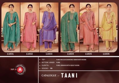 TRIPLE A TAANI MUSLIN SALWAR KAMEEZ DISTRIBUTOR IN SURAT