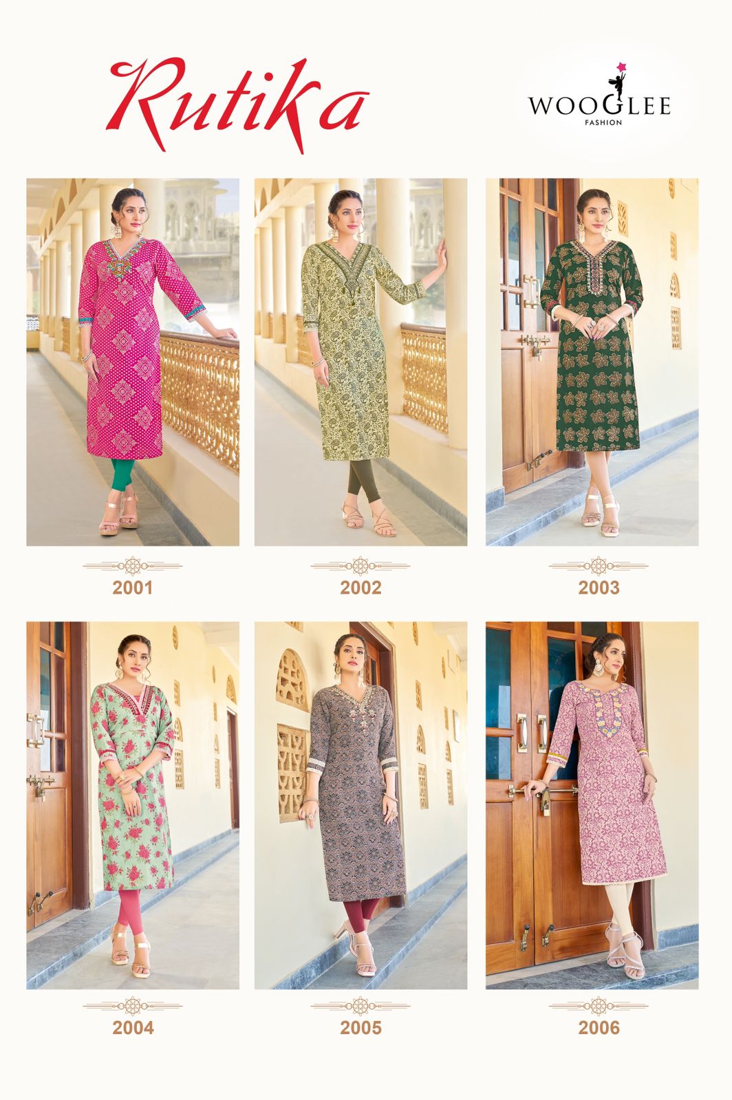 WOOGLEE RUTIKA RAYON EMBROIDERY KURTI DISTRIBUTOR IN SURAT