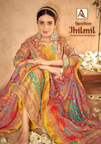 ALOK SUIT JHILMIL DIGITAL PRINT WITH MIRROR WORK SALWAR SUIT SUPPLIER IN SURAT