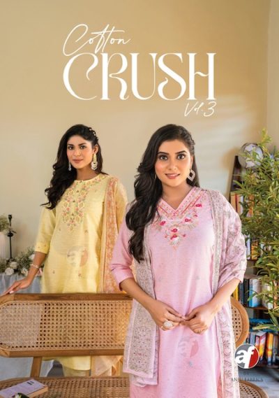 ANJU FABRICS COTTON CRUSH VOL 3 READYMADE HANDWORK KURTI SUPPLIER IN SURAT