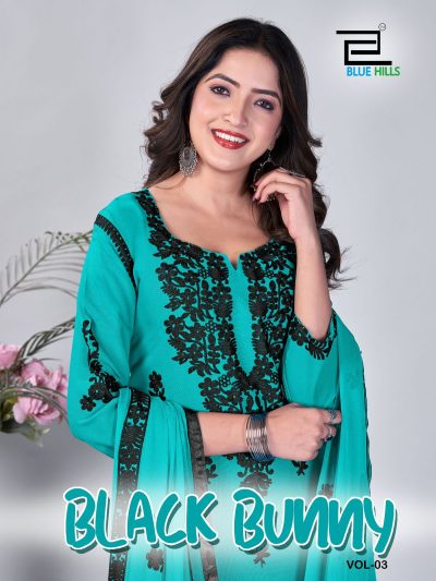 BLUE HILLS BLACK BUNNY VOL 3 READYMADE RAYON KURTI WHOLESALER IN SURAT