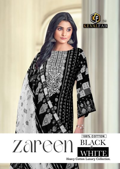 KEVAL FAB ZAREEN BLACK & WHITE COTTON KARACHI PRINT SALWAR SUIT SUPPLIER IN SURAT