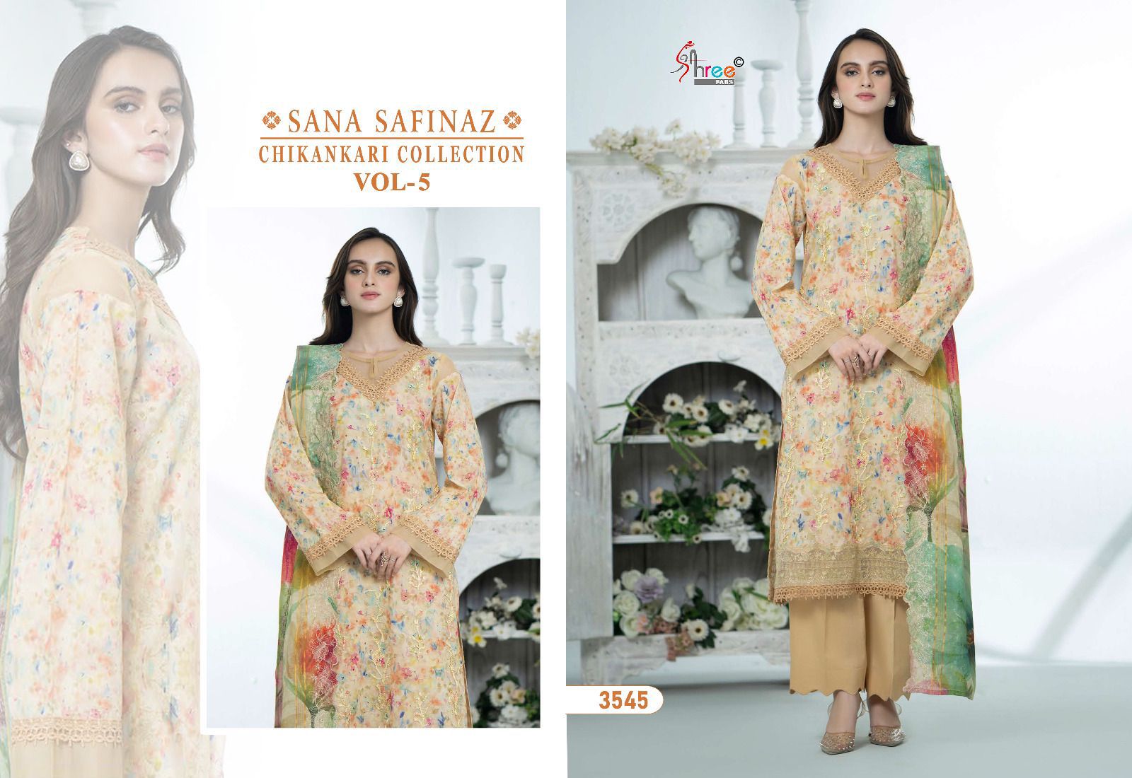 SHREE FABS SANA SAFINAZ CHIKANKARI VOL 5 COTTON PRINT SALWAR SUIT WHOLESALER IN SURAT