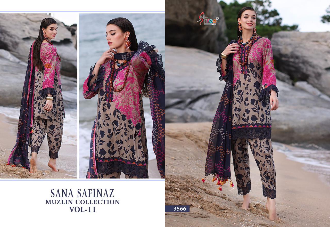 SHREE FABS SANA SAFINAZ MUZLIN VOL 11 COTTON SALWAR KAMEEZ WHOLESALER IN SURAT