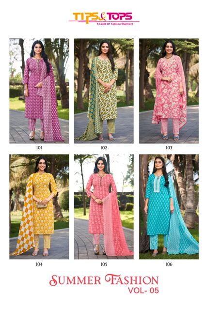 TIPS & TOPS SUMMER FASHION COTTON PRINT READYMADE KURTI SUPPLIER IN SURAT