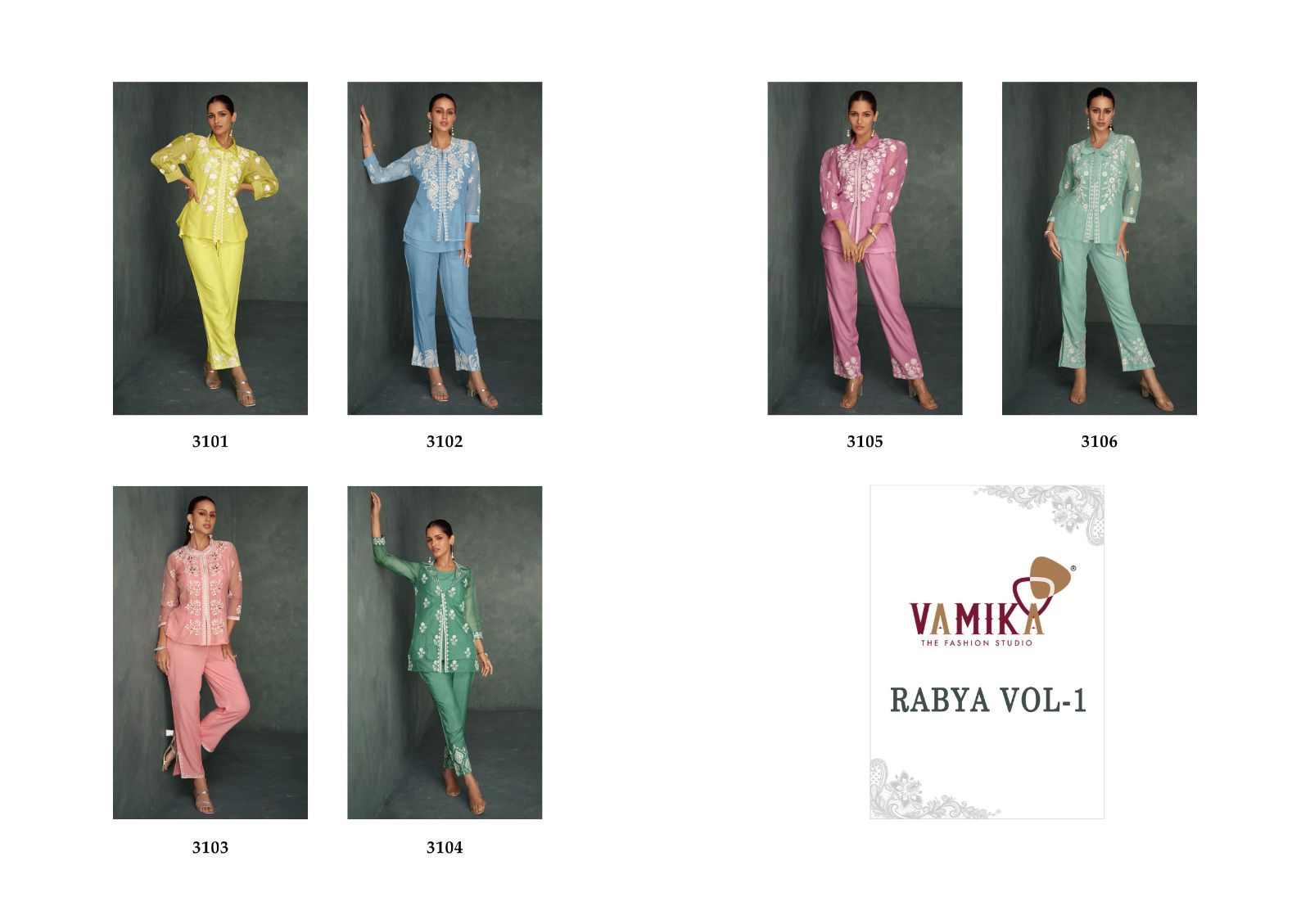 VAMIKA RABYA VOL 1 READYMADE HEAVY ORGANZA CO ORD SET DISTRIBUTOR IN SURAT