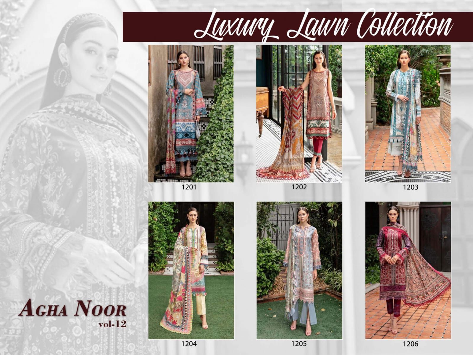 AGHA NOOR VOL 12 LUXURY LAWN COLLECTION