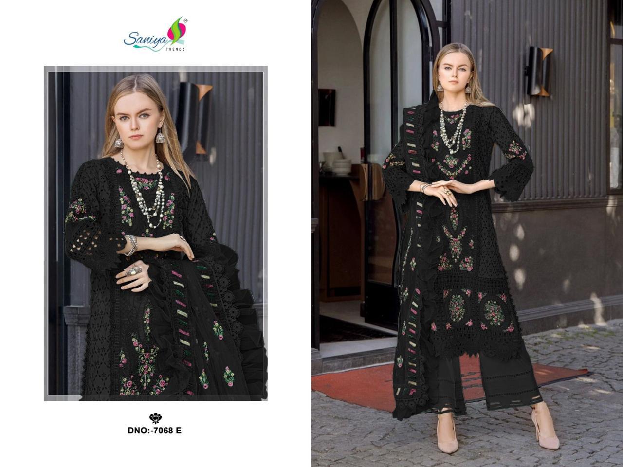 SANIYA TRENDZ BLACK & WHITE CHIKANKARI SUITS