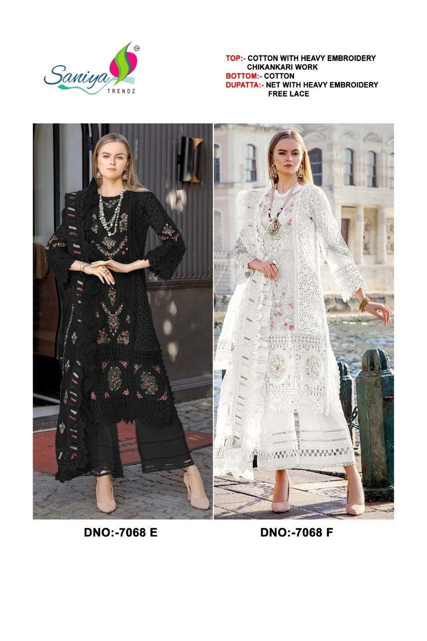 SANIYA TRENDZ BLACK & WHITE CHIKANKARI SUITS