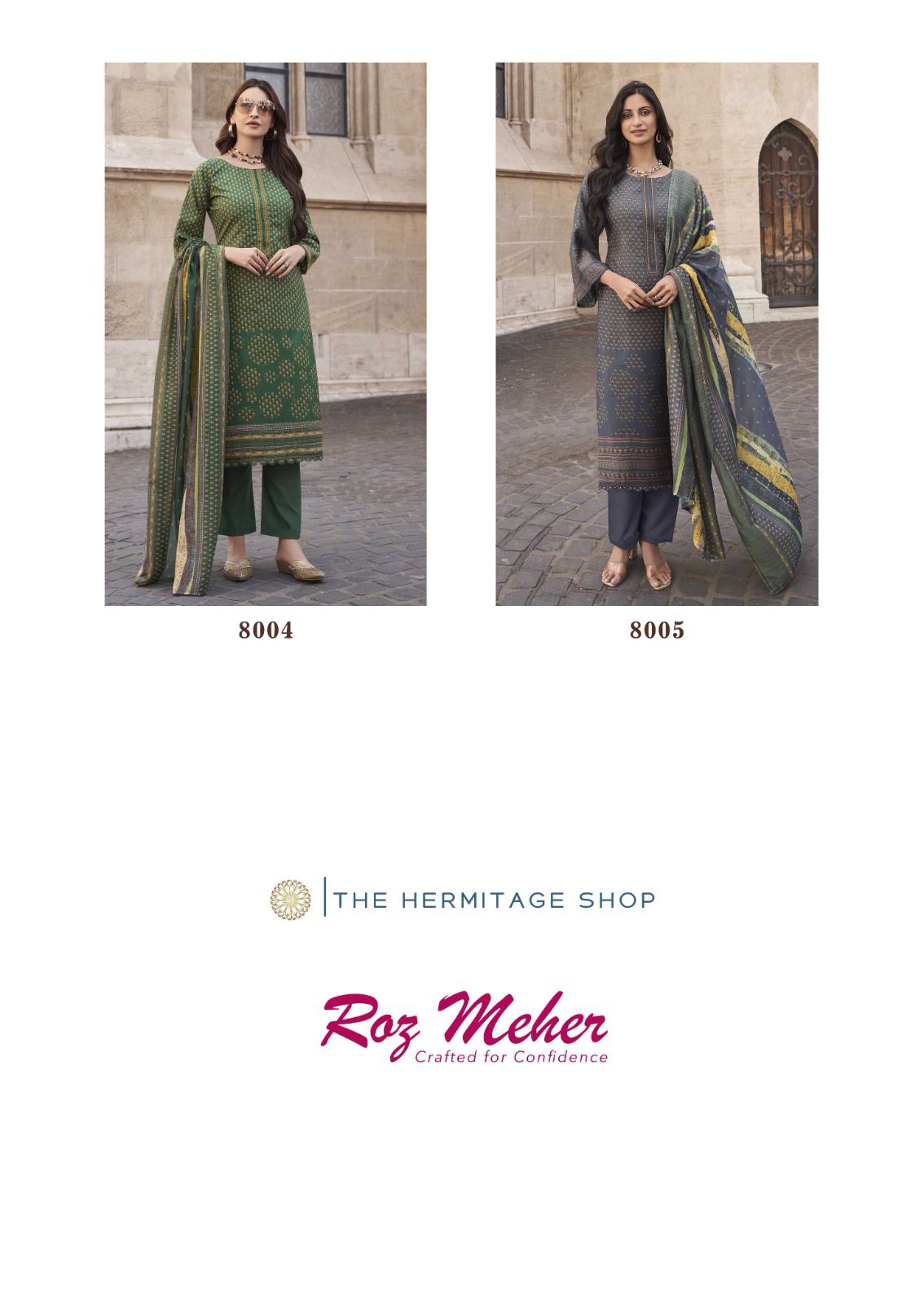 THE HERMITAGE SHOP ROZ MEHER PURE LAWN KARACHI SUITS